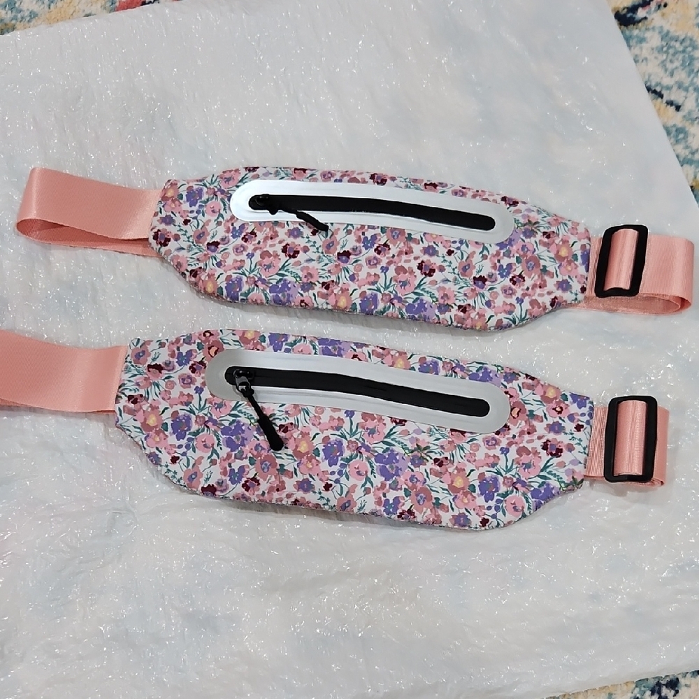 Pink Floral Mini Belt Bag - Lightweight Floral Print Waist Pouch